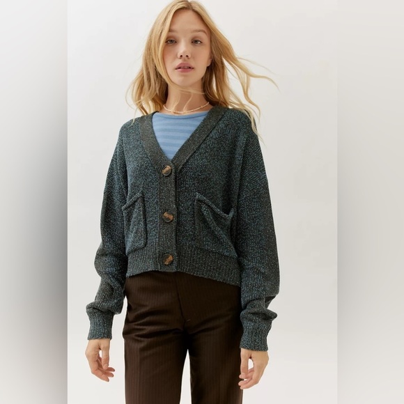 Urban Outfitters Sweaters - Urban Outfitters | Thea Chunky Cardigan, Relaxed, Large, Blue, Cozy, Slouchy